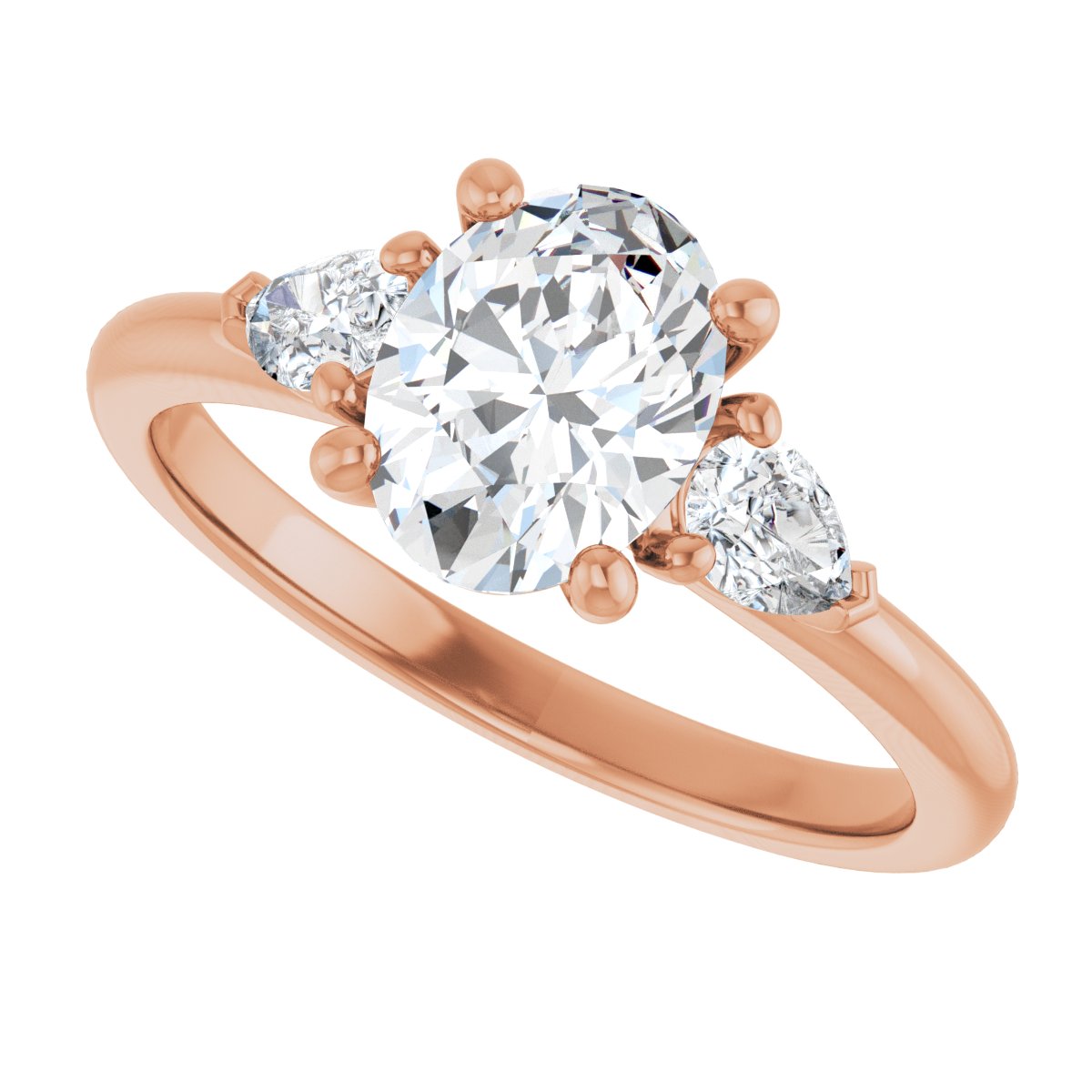Oval Three-Stone Engagement Ring Semi-Mount - gallery - Series 124694