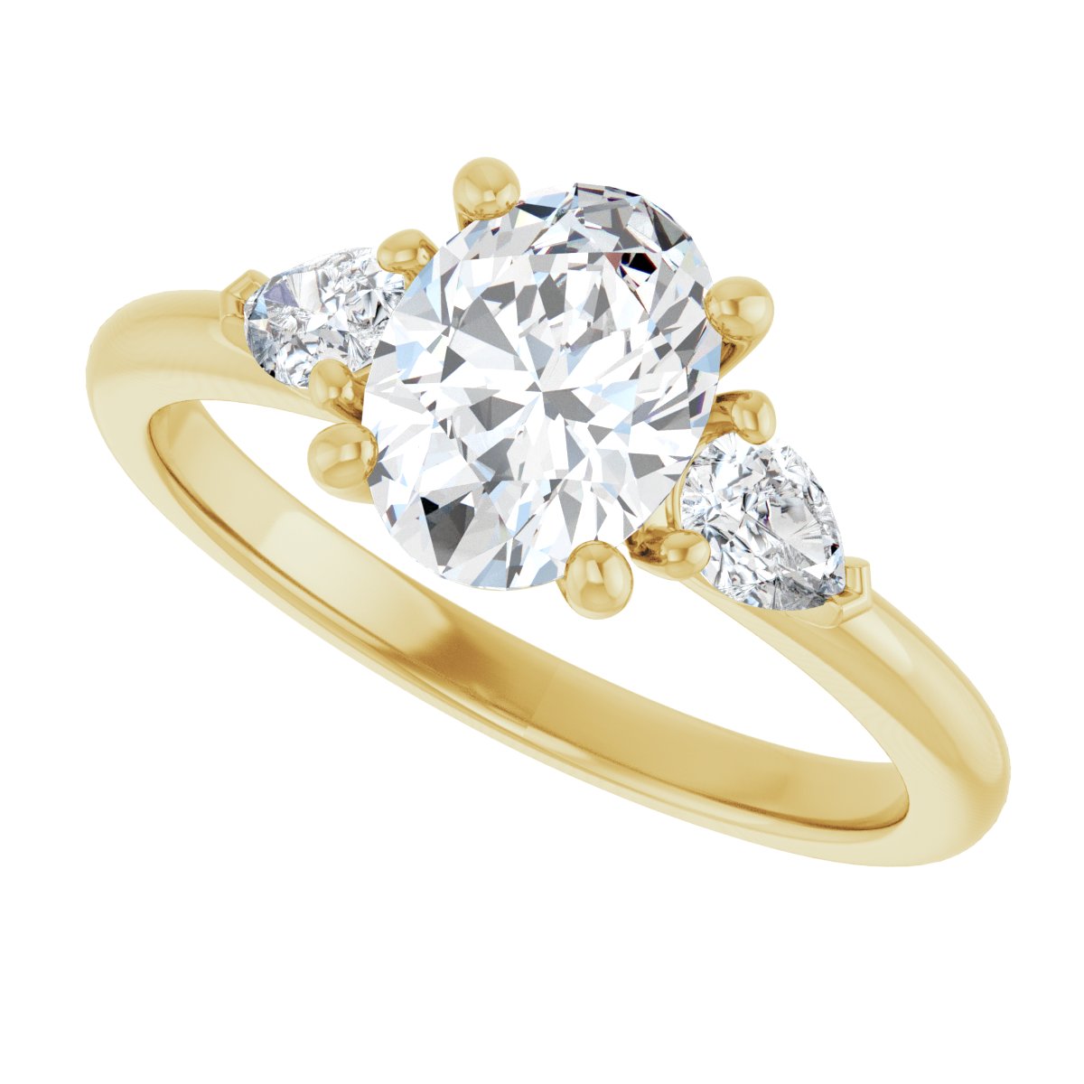 Oval Three-Stone Engagement Ring Semi-Mount - gallery - Series 124694