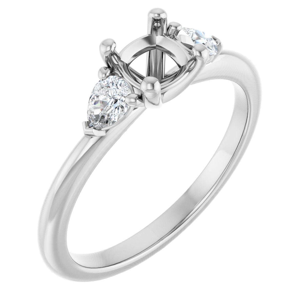Natural Diamond Cushion Three-Stone Engagement Ring Semi-Mount - Platinum - Series 124694