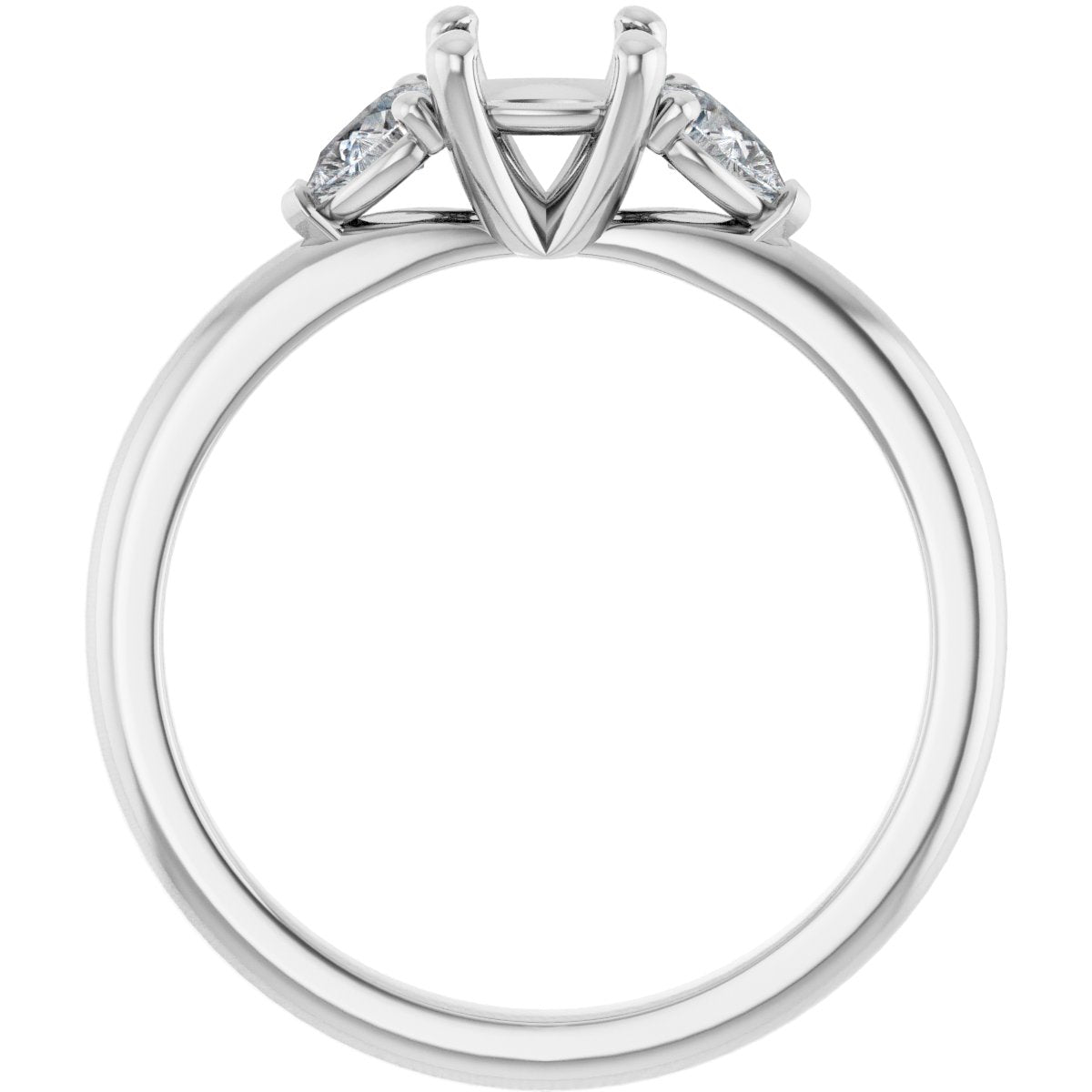 Cushion Three-Stone Engagement Ring Semi-Mount - gallery - Series 124694