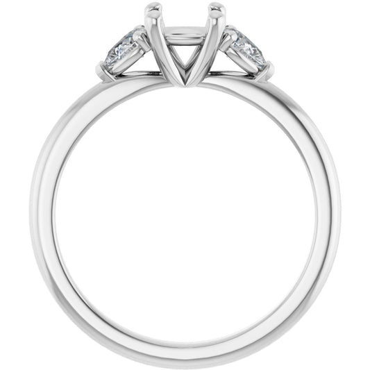 Cushion Three-Stone Engagement Ring Semi-Mount - gallery - Series 124694