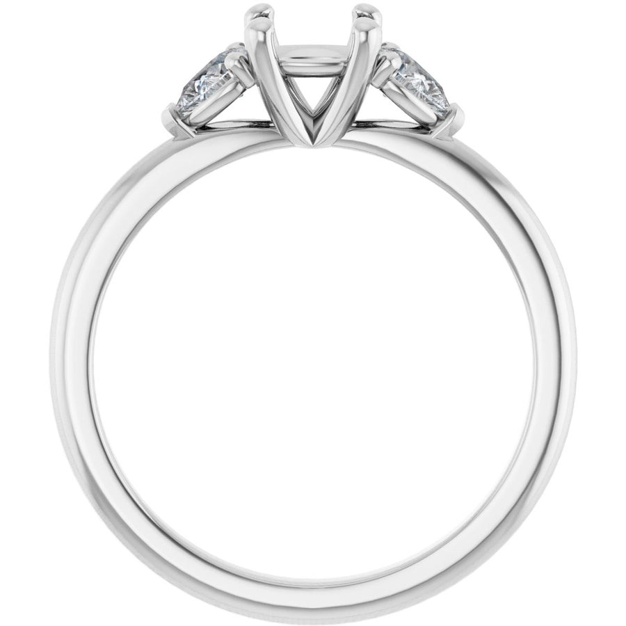 Cushion Three-Stone Engagement Ring Semi-Mount - gallery - Series 124694
