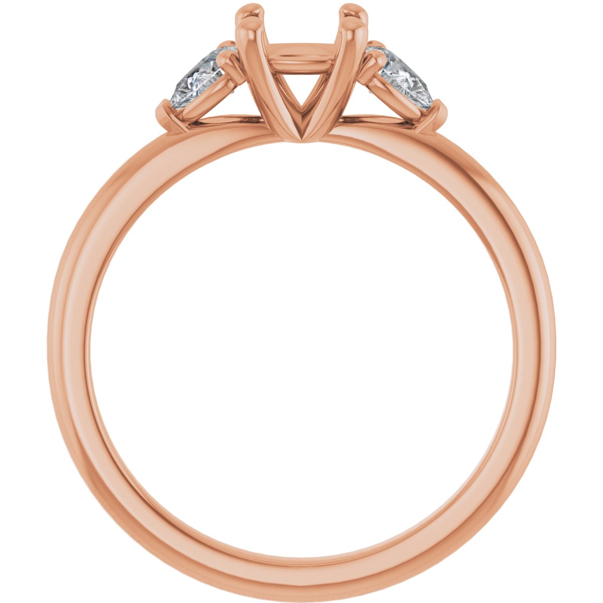 Cushion Three-Stone Engagement Ring Semi-Mount - gallery - Series 124694