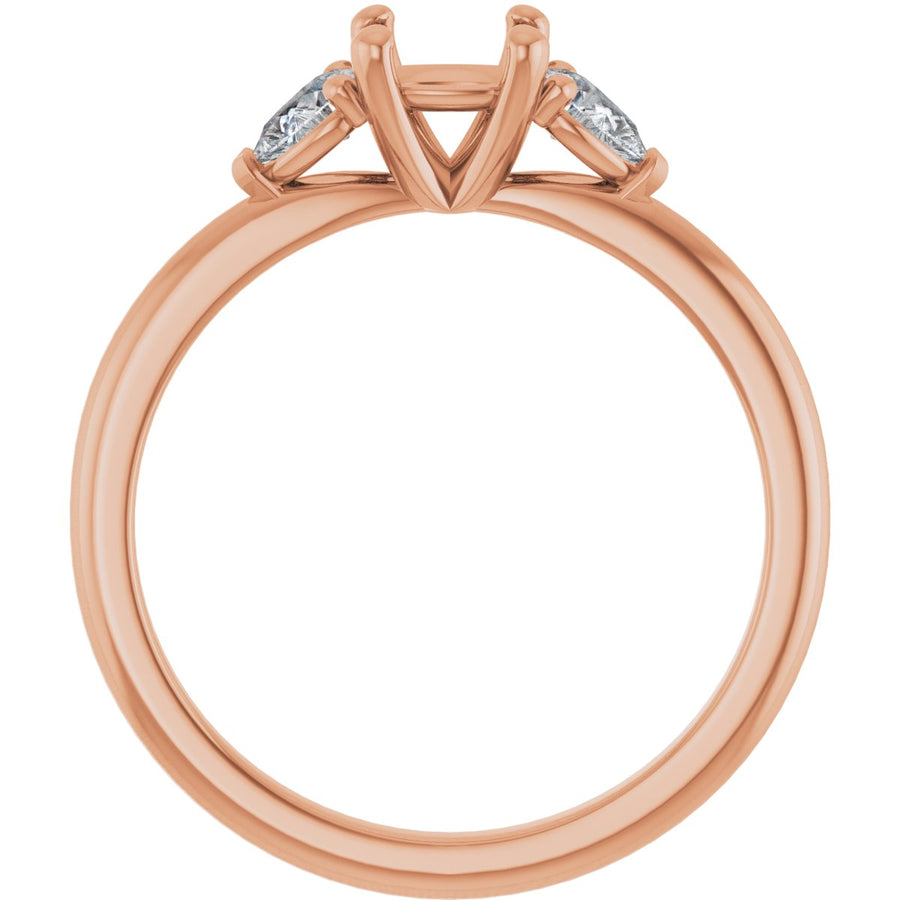 Cushion Three-Stone Engagement Ring Semi-Mount - gallery - Series 124694