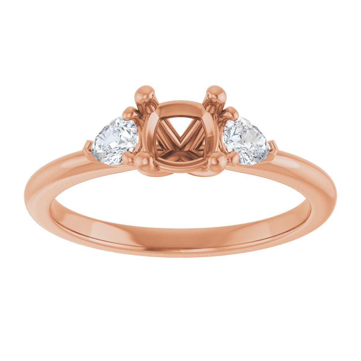 Cushion Three-Stone Engagement Ring Semi-Mount - gallery - Series 124694