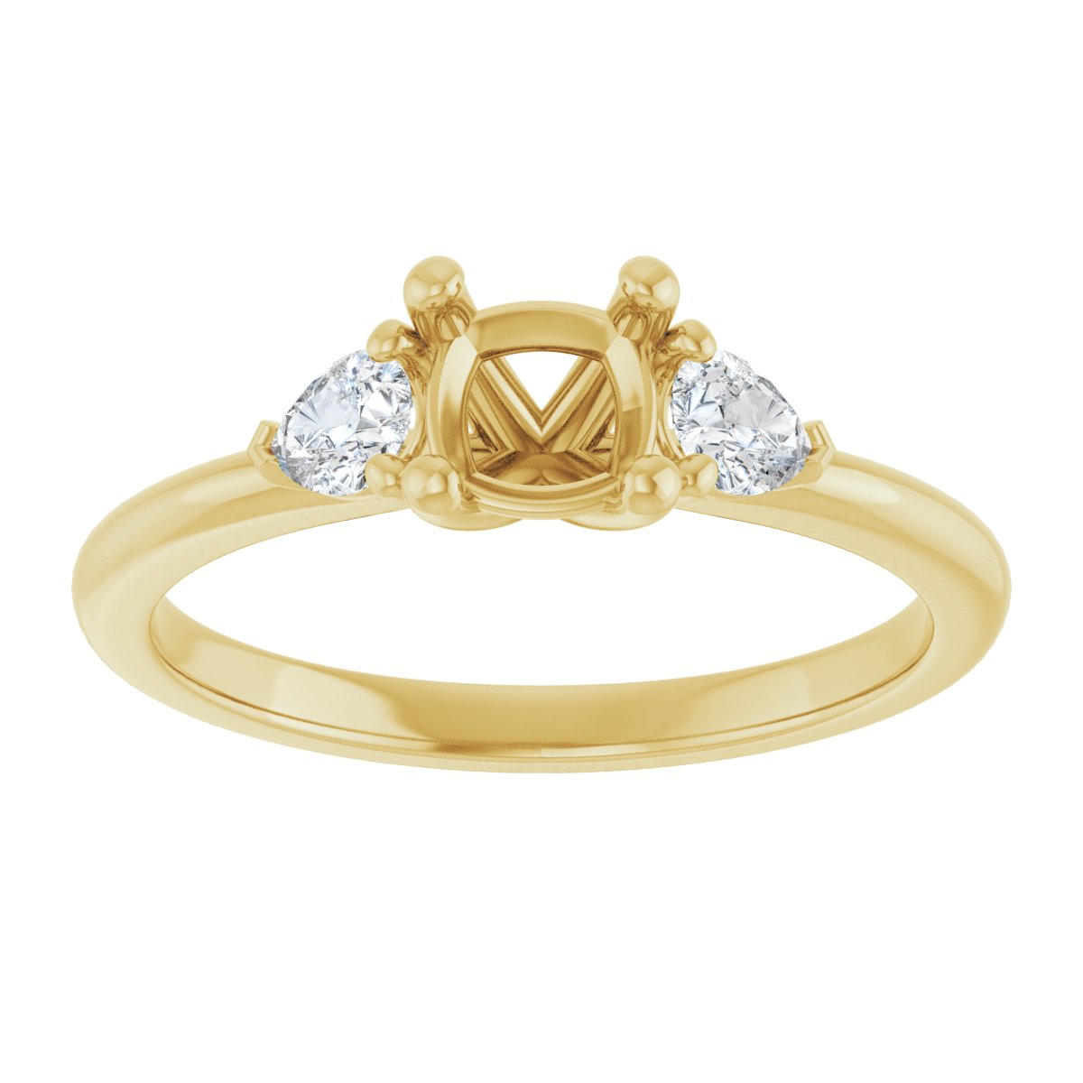 Cushion Three-Stone Engagement Ring Semi-Mount - gallery - Series 124694