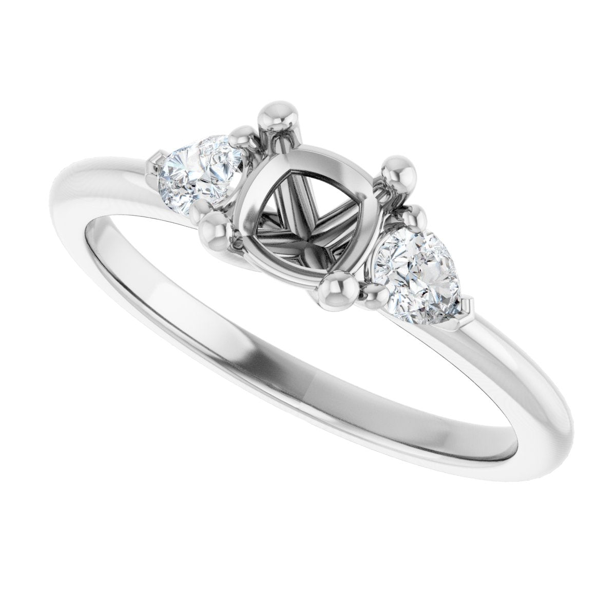Cushion Three-Stone Engagement Ring Semi-Mount - gallery - Series 124694