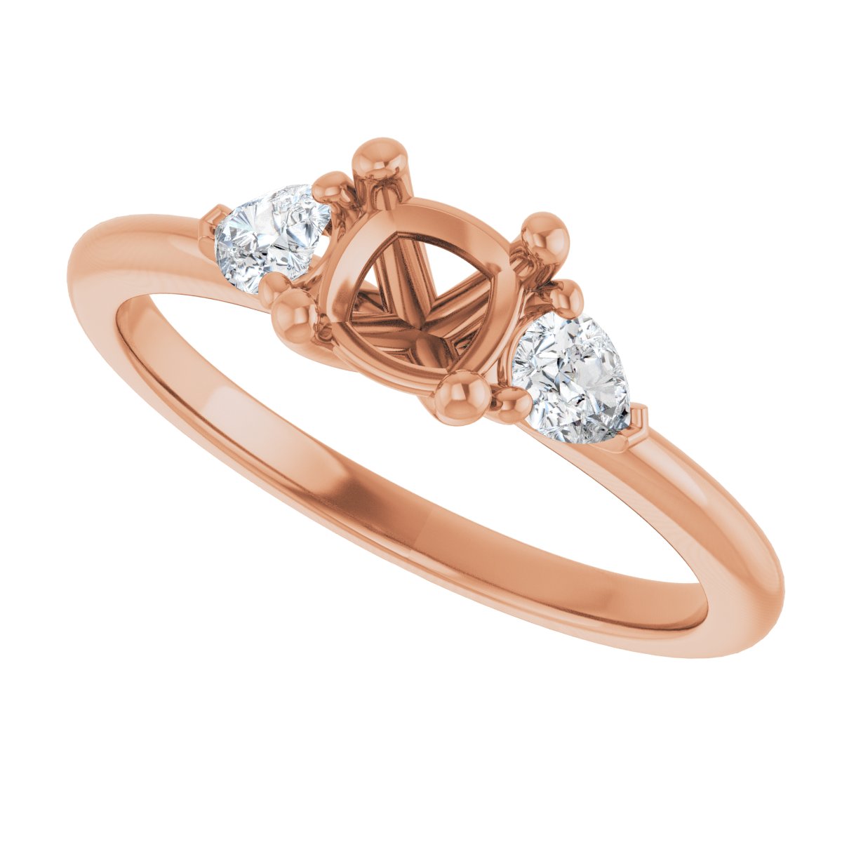 Cushion Three-Stone Engagement Ring Semi-Mount - gallery - Series 124694