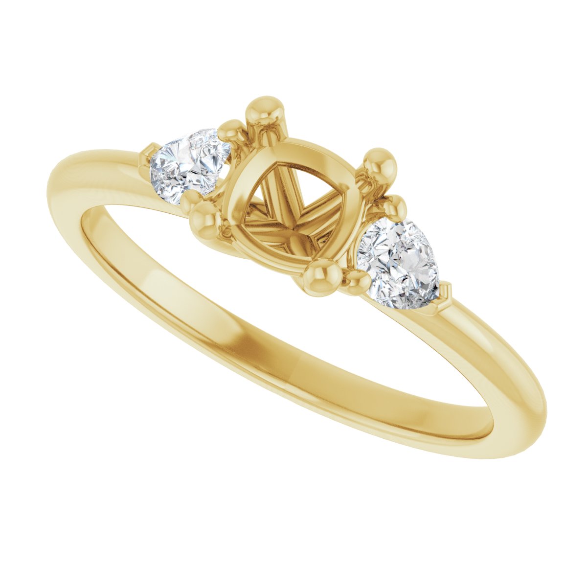 Cushion Three-Stone Engagement Ring Semi-Mount - gallery - Series 124694