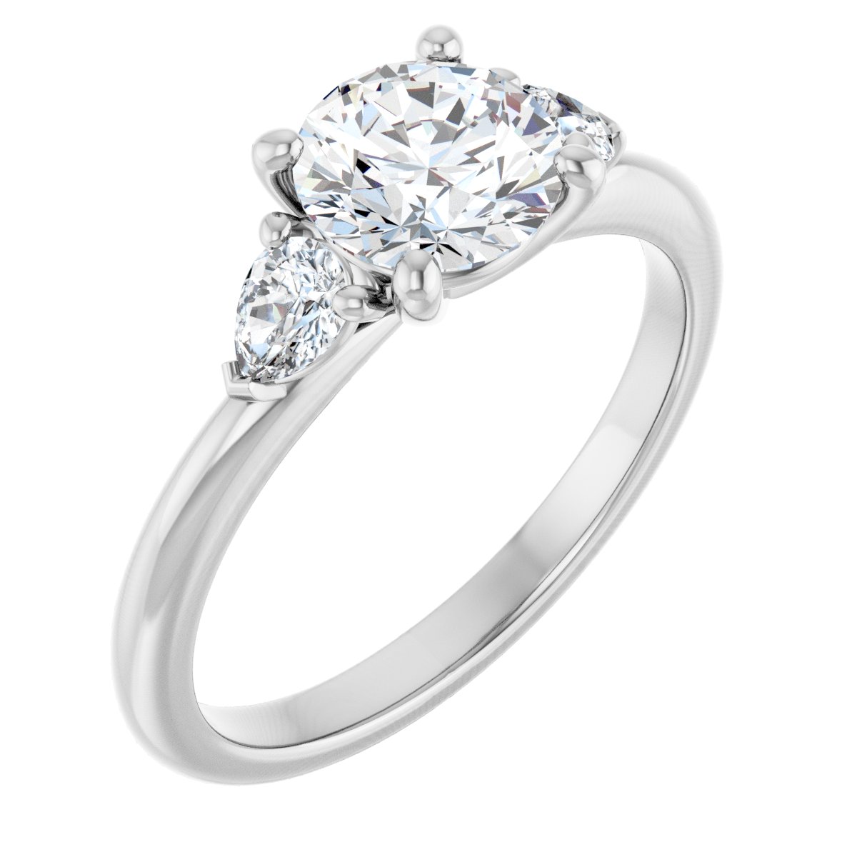 Natural Diamond Round Three-Stone Engagement Ring Semi-Mount - Platinum - Series 124694
