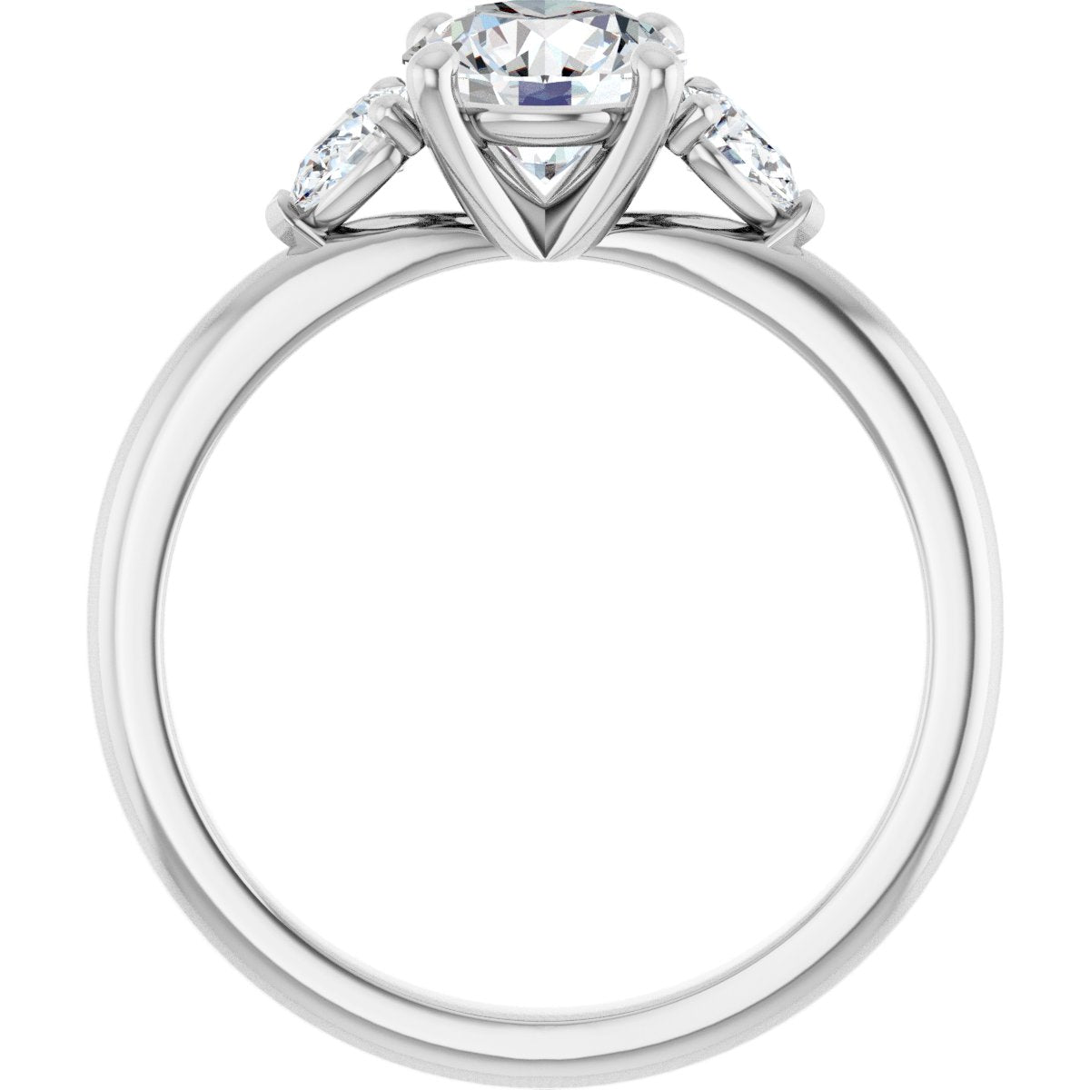 Round Three-Stone Engagement Ring Semi-Mount - gallery - Series 124694