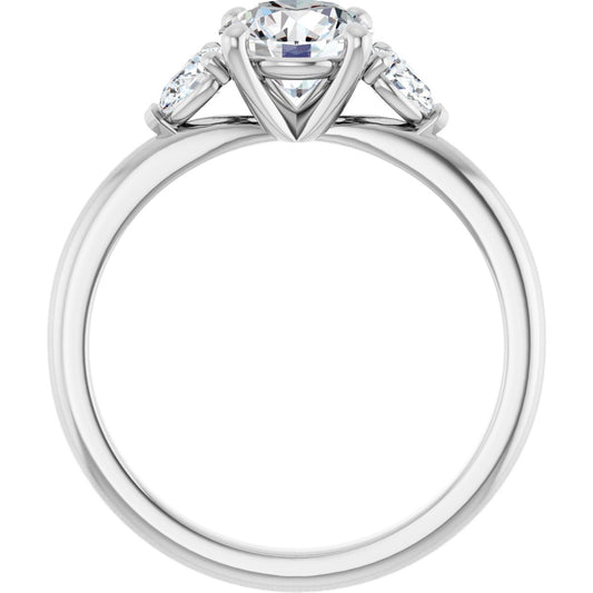 Round Three-Stone Engagement Ring Semi-Mount - gallery - Series 124694