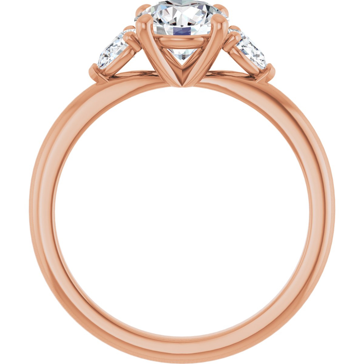 Round Three-Stone Engagement Ring Semi-Mount - gallery - Series 124694