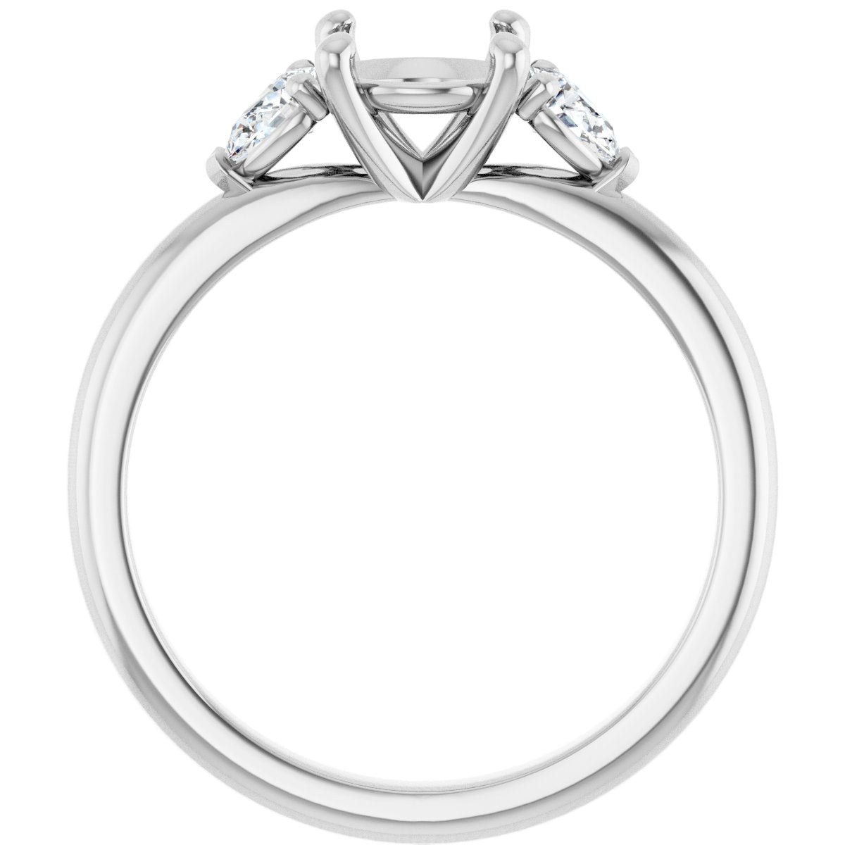 Round Three-Stone Engagement Ring Semi-Mount - gallery - Series 124694
