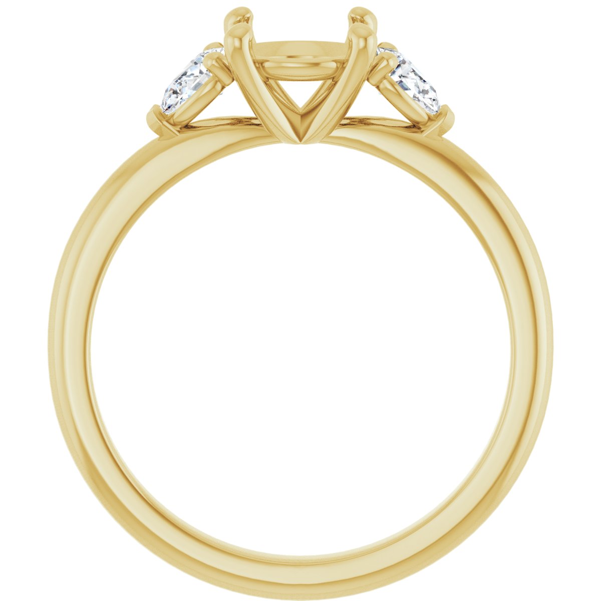 Round Three-Stone Engagement Ring Semi-Mount - gallery - Series 124694