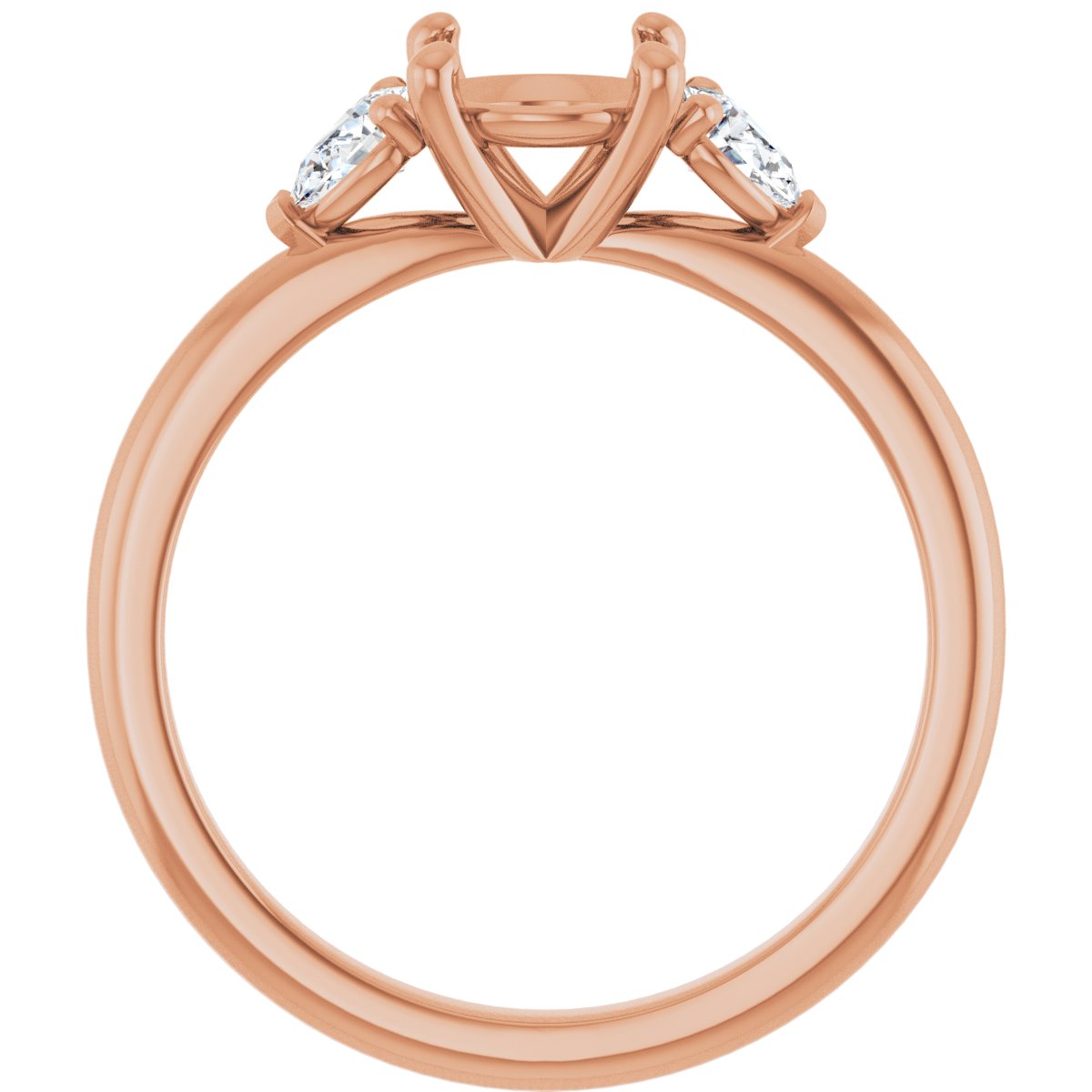 Round Three-Stone Engagement Ring Semi-Mount - gallery - Series 124694