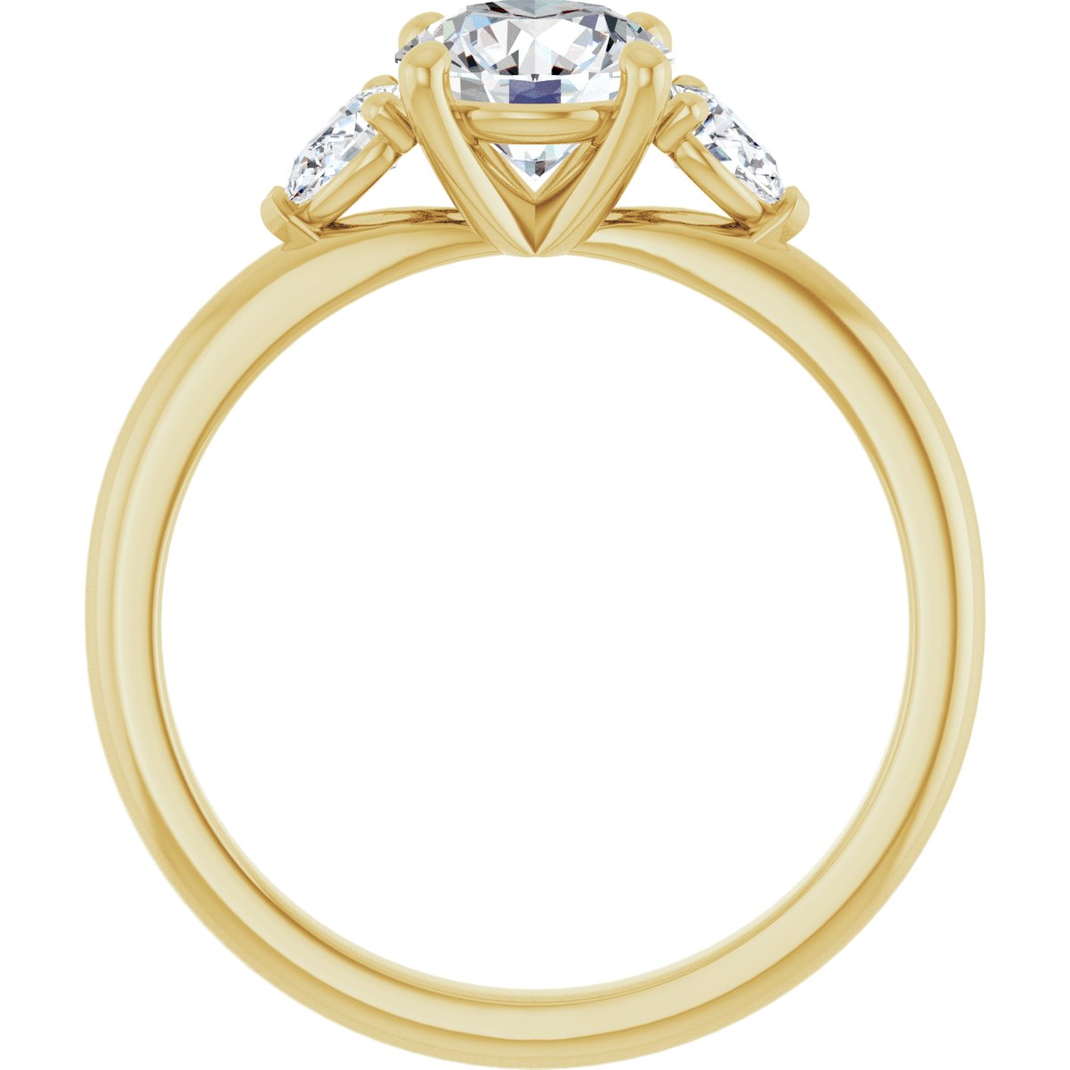 Round Three-Stone Engagement Ring Semi-Mount - gallery - Series 124694