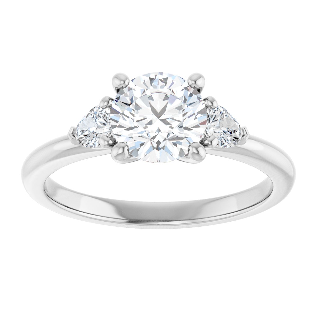 Round Three-Stone Engagement Ring Semi-Mount - gallery - Series 124694