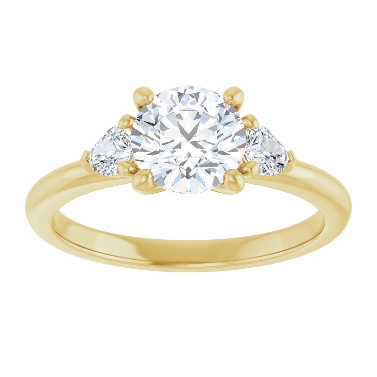 Round Three-Stone Engagement Ring Semi-Mount - gallery - Series 124694
