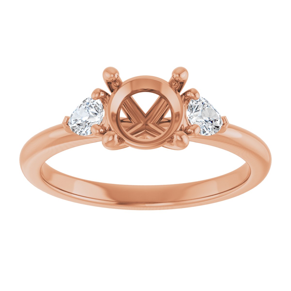 Round Three-Stone Engagement Ring Semi-Mount - gallery - Series 124694