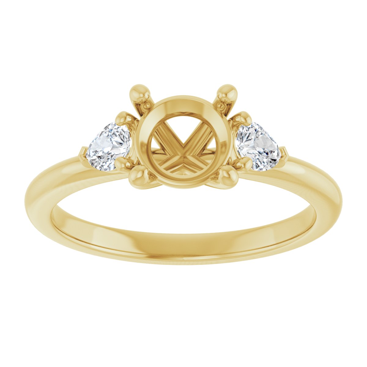 Round Three-Stone Engagement Ring Semi-Mount - gallery - Series 124694