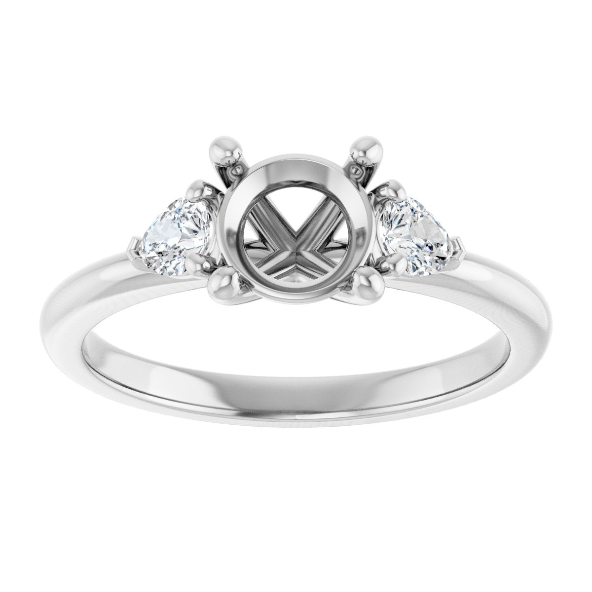 Round Three-Stone Engagement Ring Semi-Mount - gallery - Series 124694