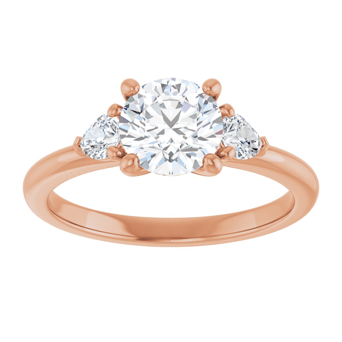 Round Three-Stone Engagement Ring Semi-Mount - gallery - Series 124694