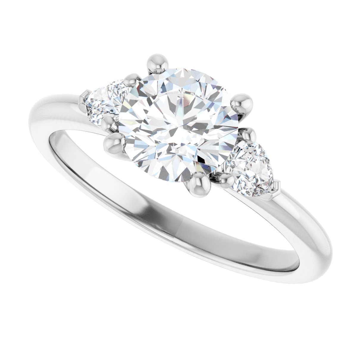 Round Three-Stone Engagement Ring Semi-Mount - gallery - Series 124694