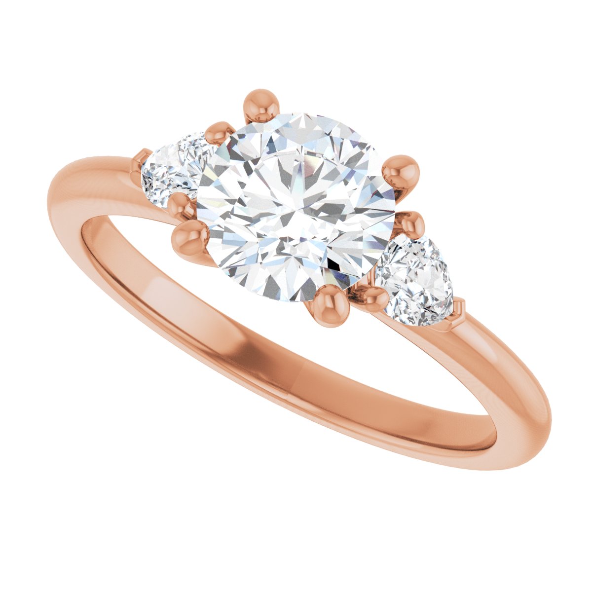 Round Three-Stone Engagement Ring Semi-Mount - gallery - Series 124694