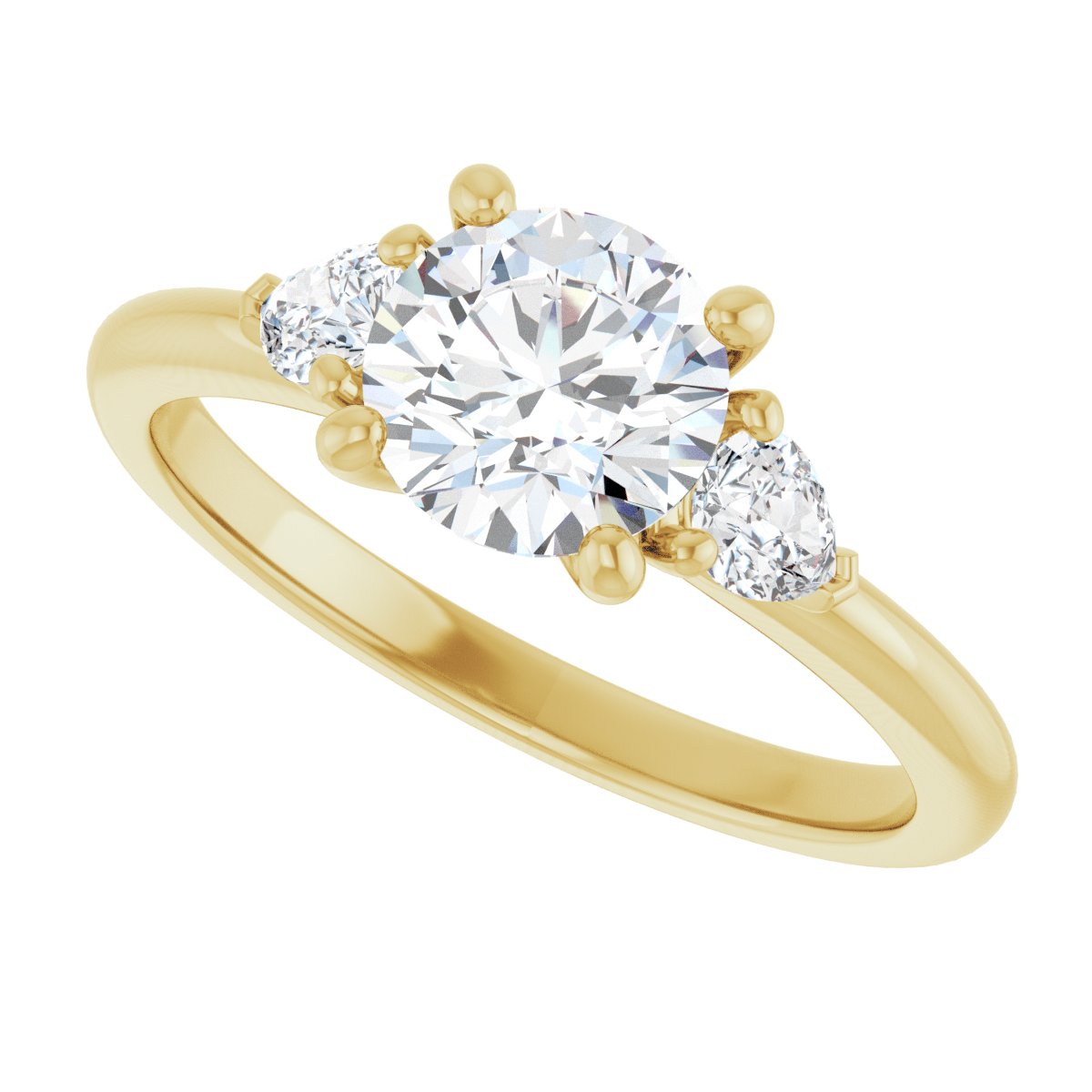 Round Three-Stone Engagement Ring Semi-Mount - gallery - Series 124694