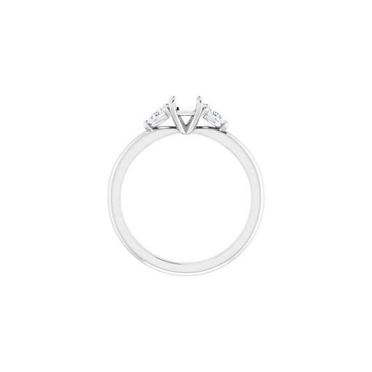 Square Three-Stone Engagement Ring Semi-Mount - gallery - Series 124694