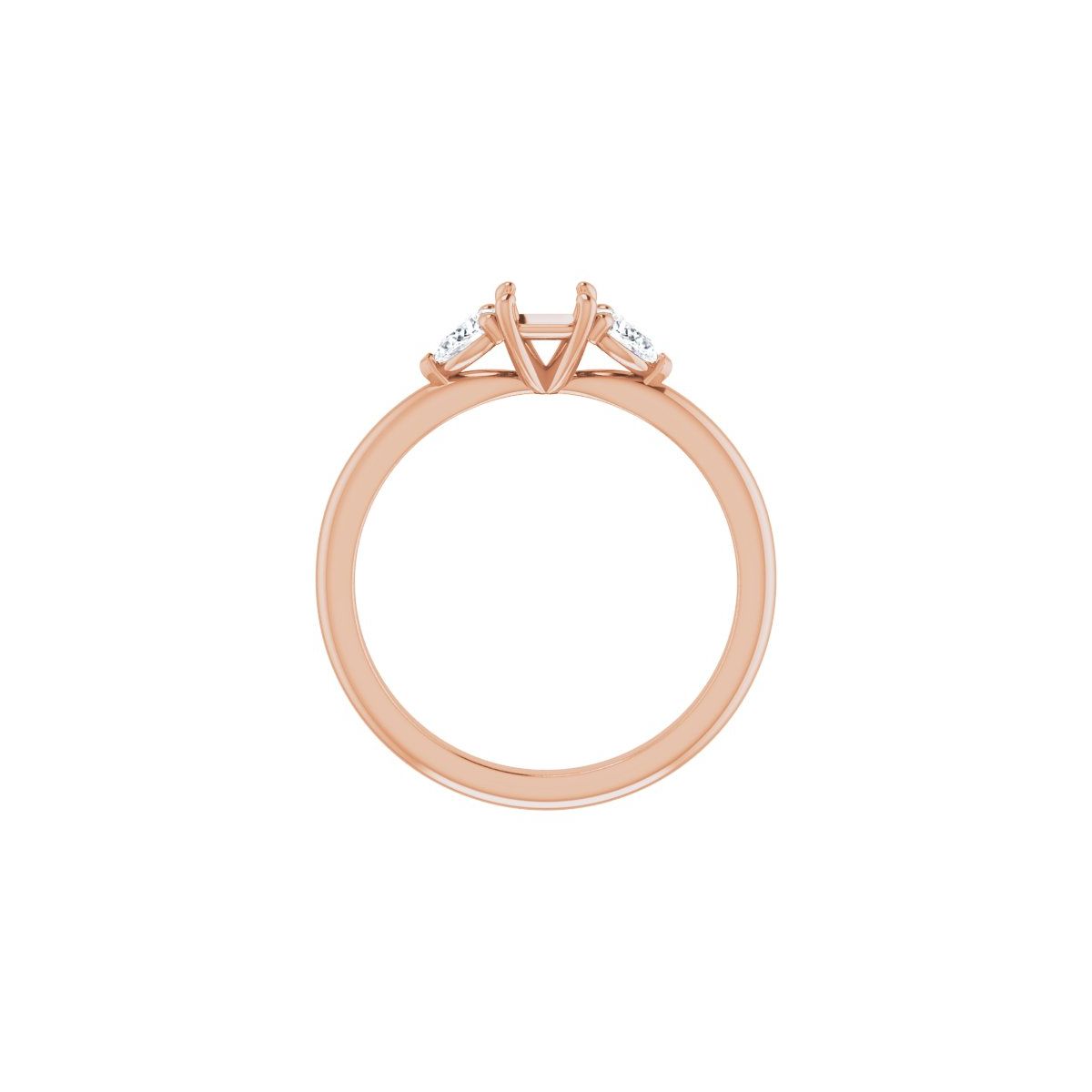 Square Three-Stone Engagement Ring Semi-Mount - gallery - Series 124694