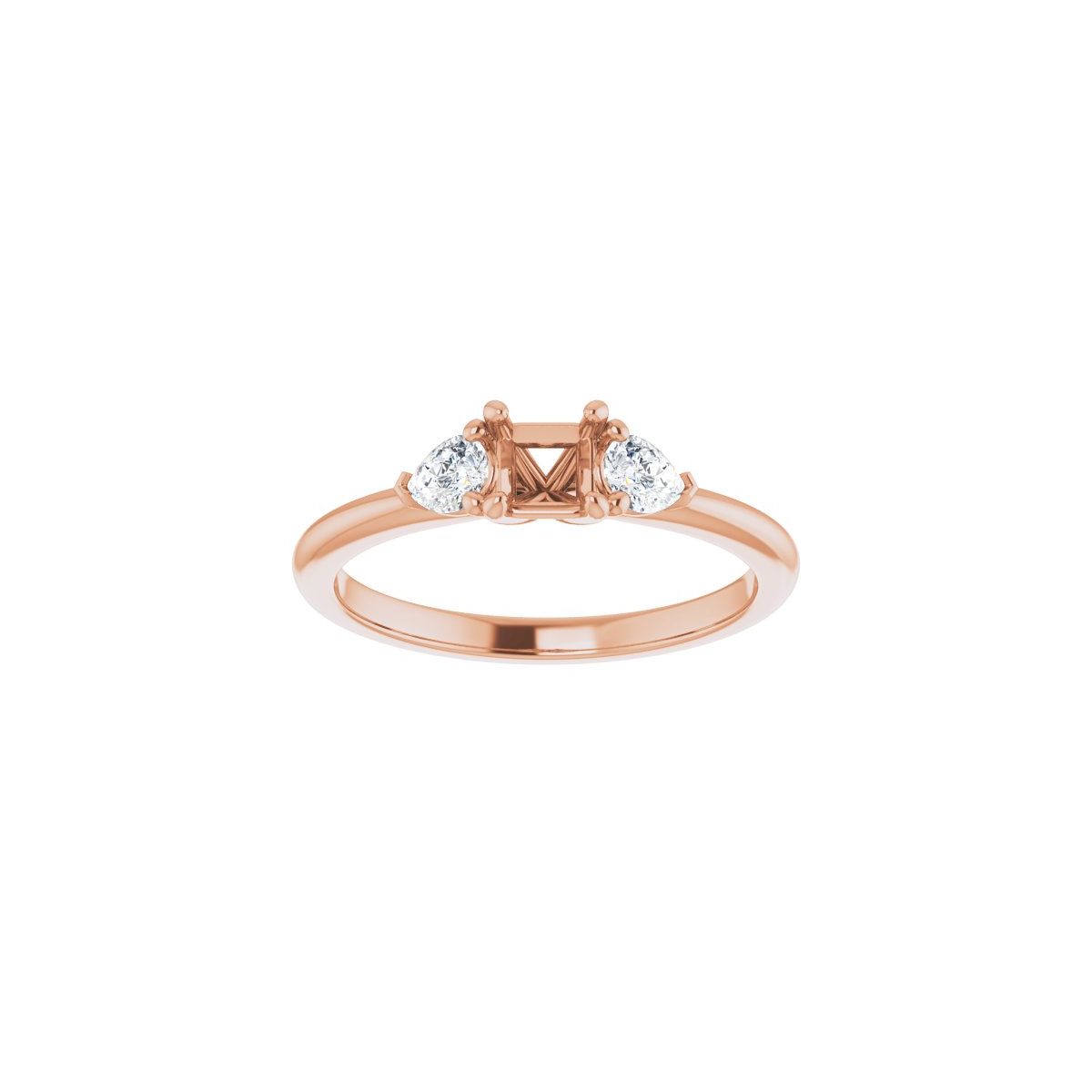 Square Three-Stone Engagement Ring Semi-Mount - gallery - Series 124694