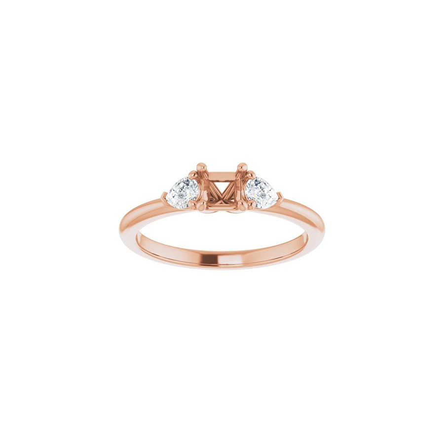 Square Three-Stone Engagement Ring Semi-Mount - gallery - Series 124694