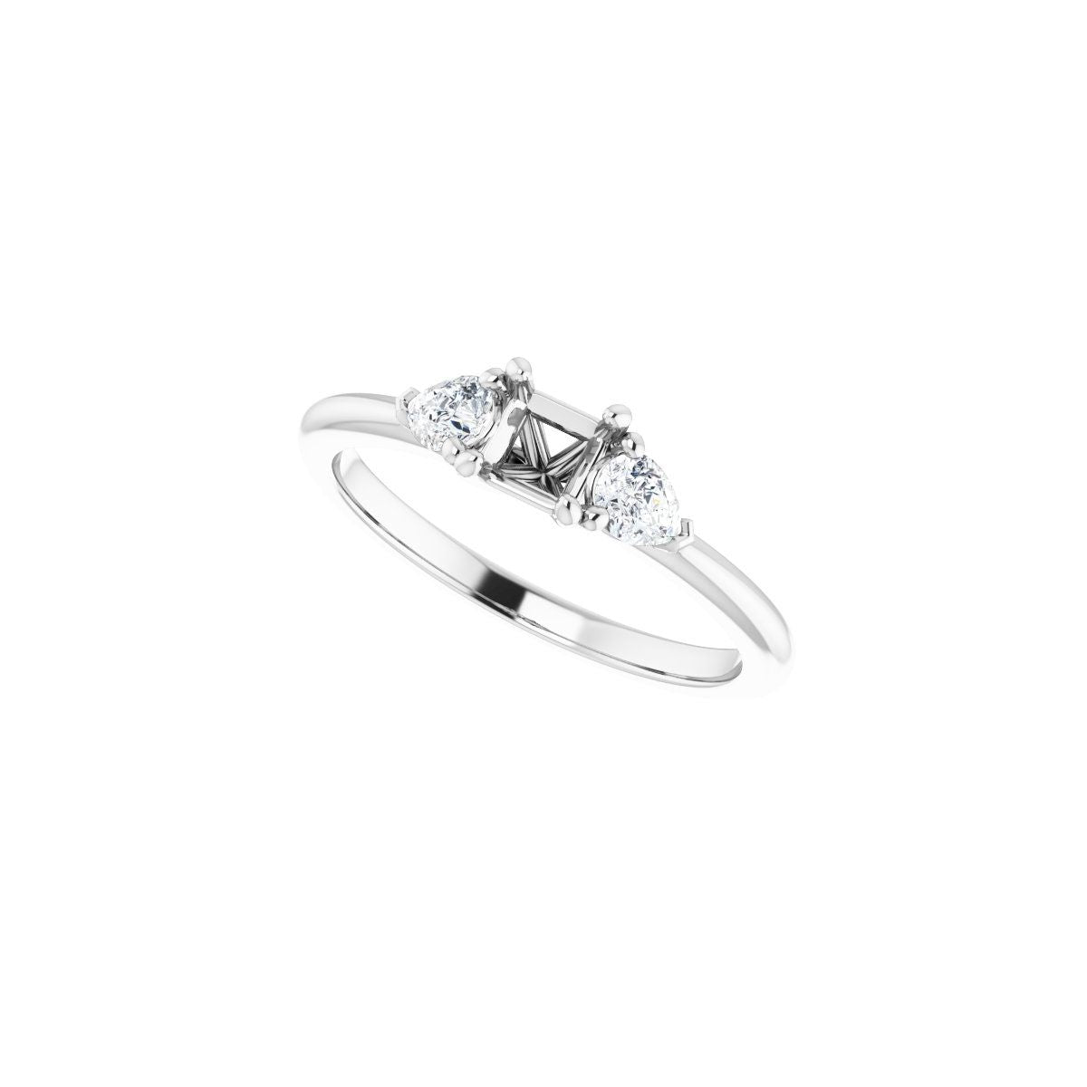 Square Three-Stone Engagement Ring Semi-Mount - gallery - Series 124694