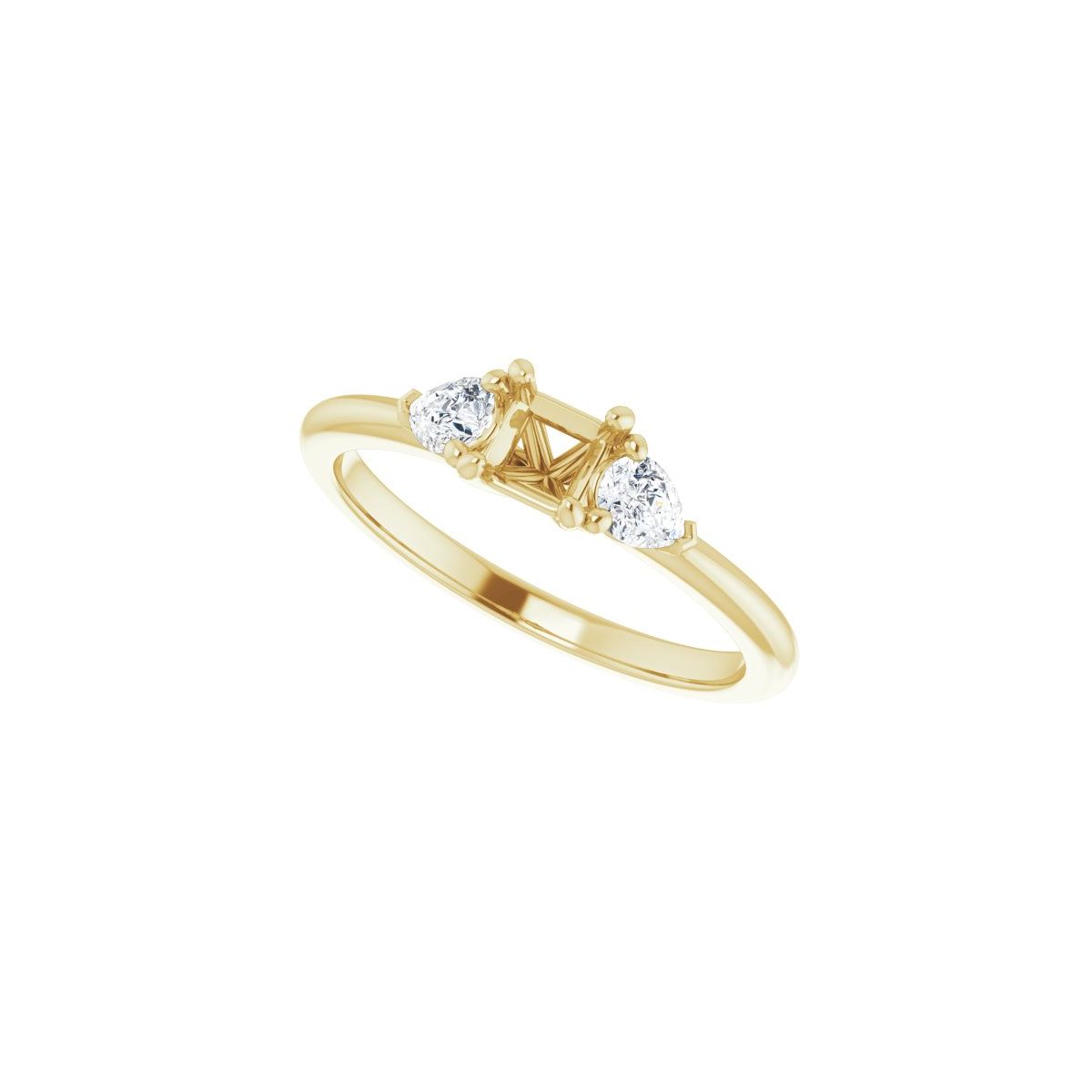 Square Three-Stone Engagement Ring Semi-Mount - gallery - Series 124694