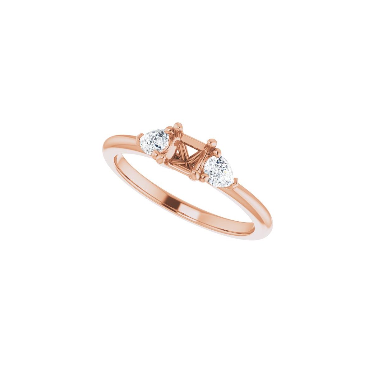 Square Three-Stone Engagement Ring Semi-Mount - gallery - Series 124694