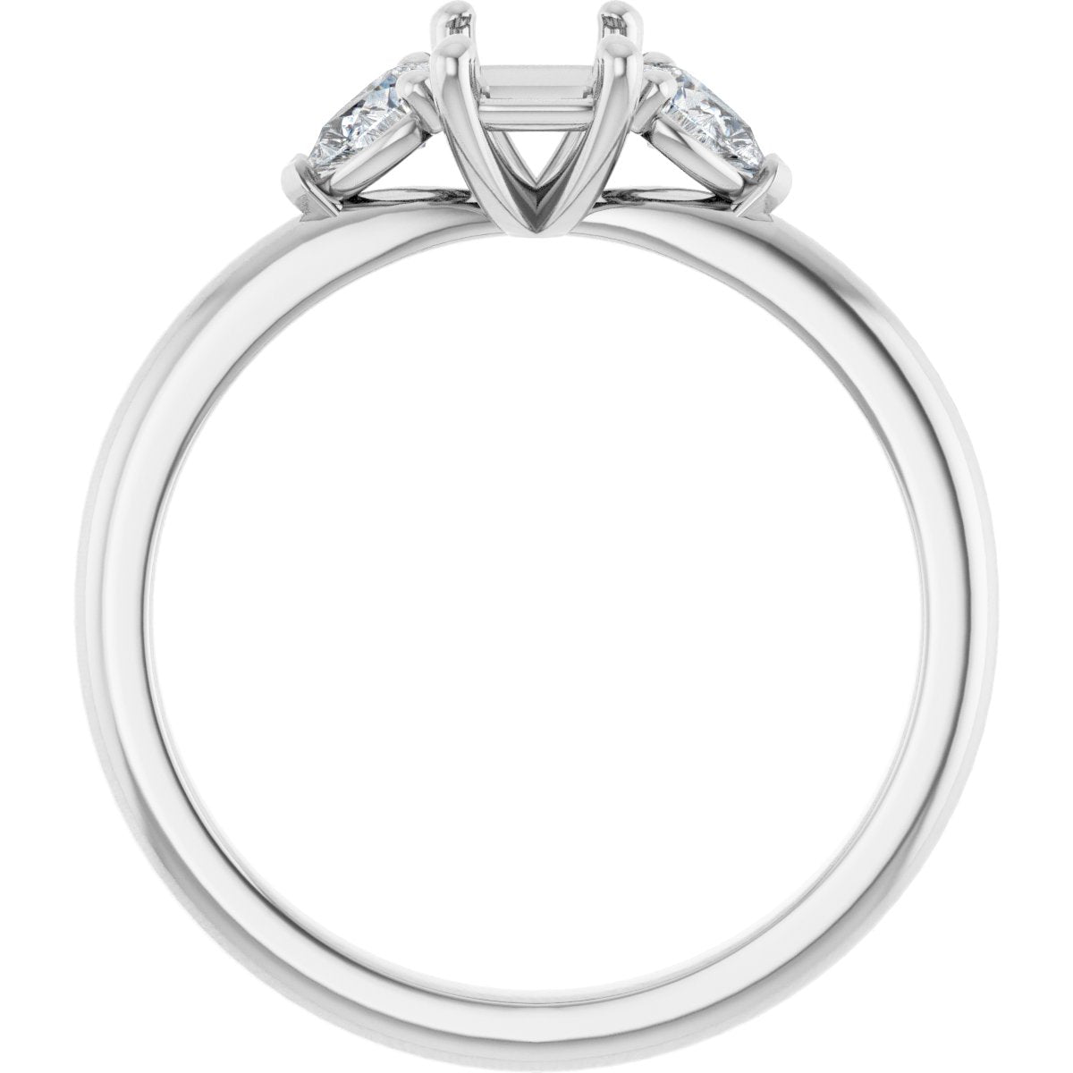 Emerald Three-Stone Engagement Ring Semi-Mount - gallery - Series 124694