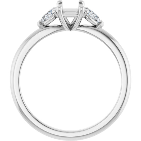 Emerald Three-Stone Engagement Ring Semi-Mount - gallery - Series 124694
