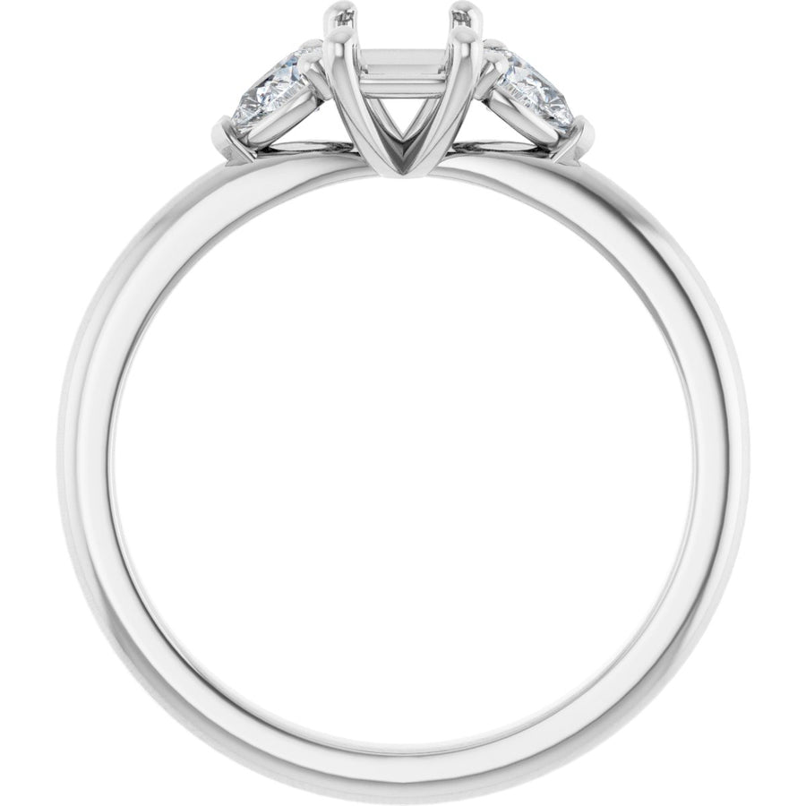 Emerald Three-Stone Engagement Ring Semi-Mount - gallery - Series 124694