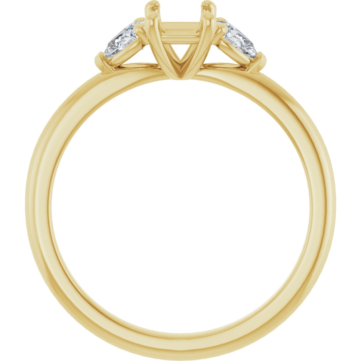Emerald Three-Stone Engagement Ring Semi-Mount - gallery - Series 124694