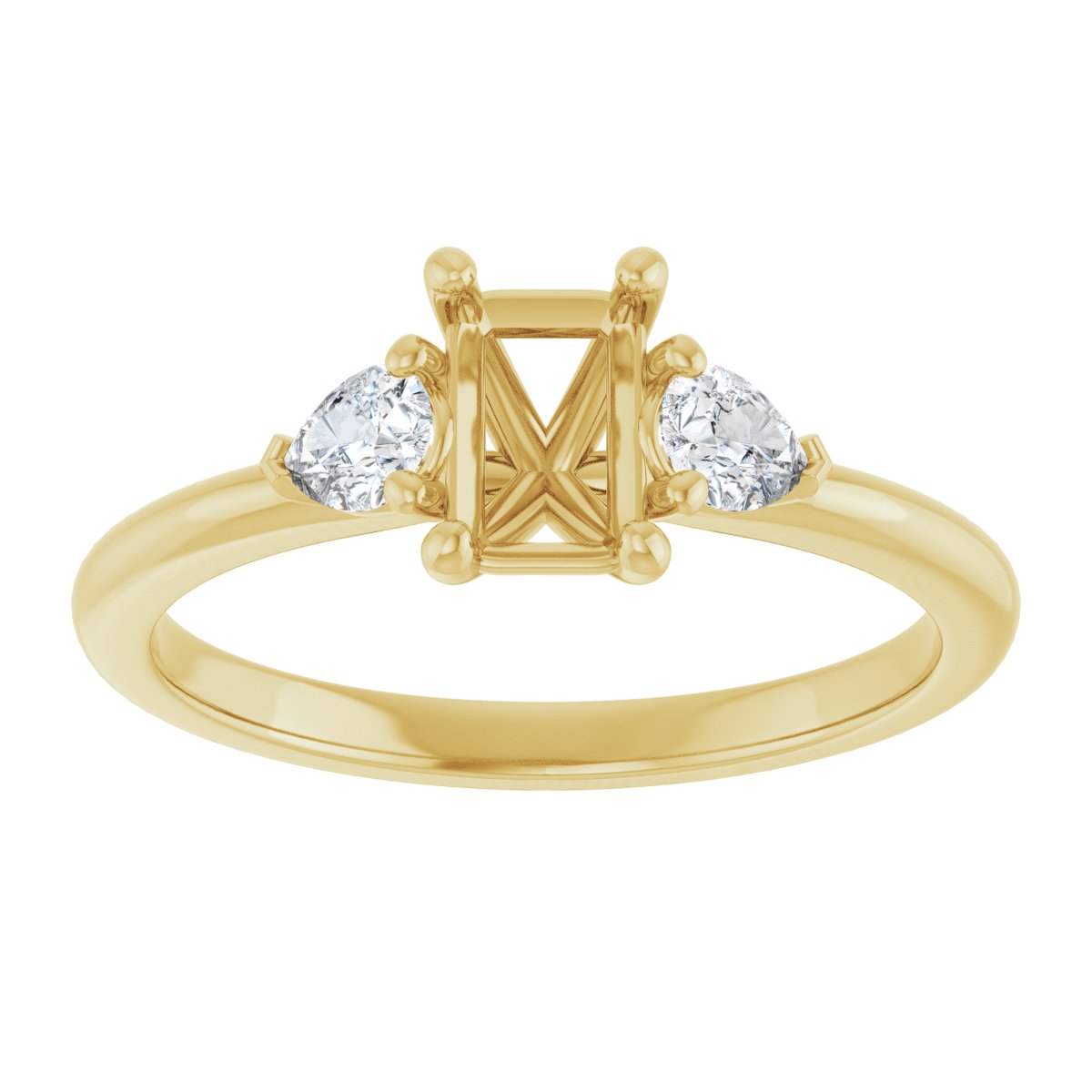 Emerald Three-Stone Engagement Ring Semi-Mount - gallery - Series 124694