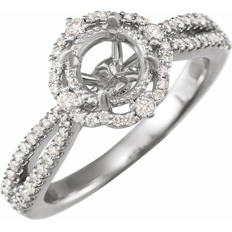 Natural Diamond Round Claw-Prong Halo-Style Engagement Ring Semi-Mount - Platinum - Series 653669
