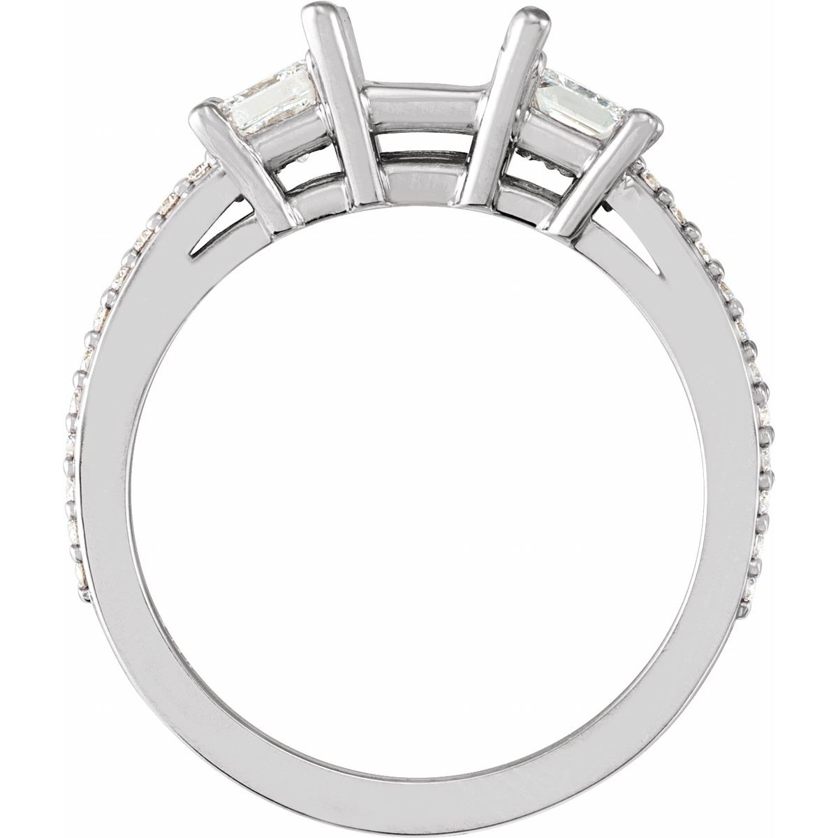 Square Three-Stone Engagement Ring Semi-Mount - gallery - Series 121909