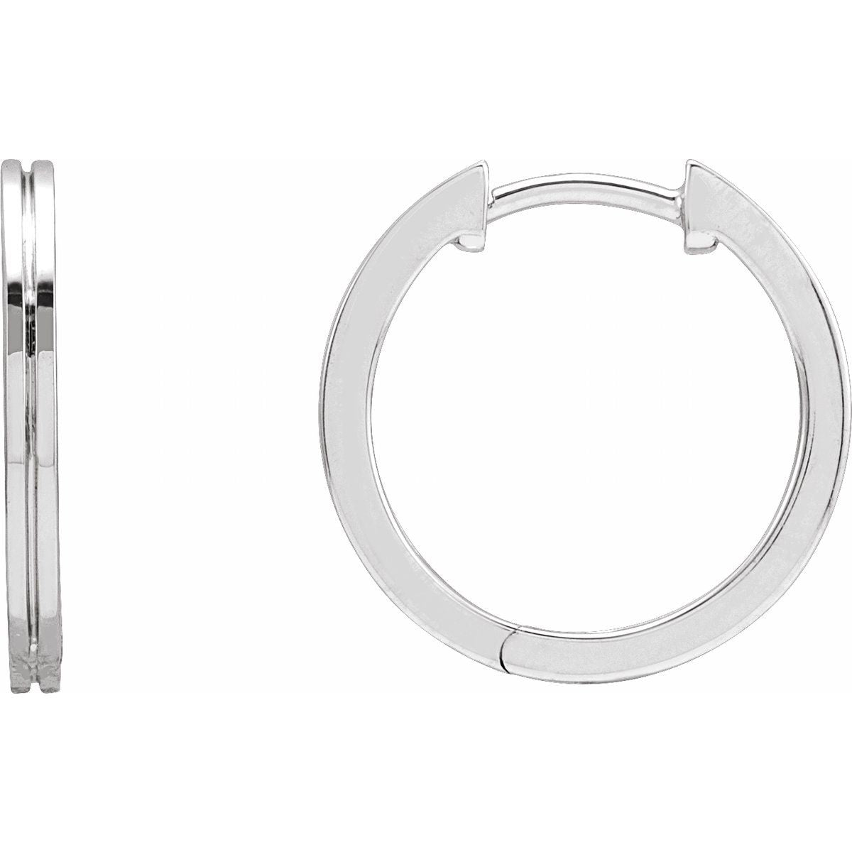 Natural Grooved Huggie Hoop Earrings (15 Mm)