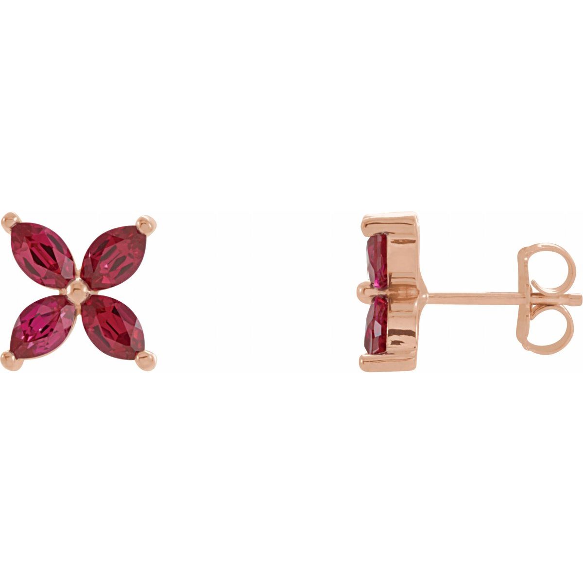 Lab Made Ruby Cluster Earrings