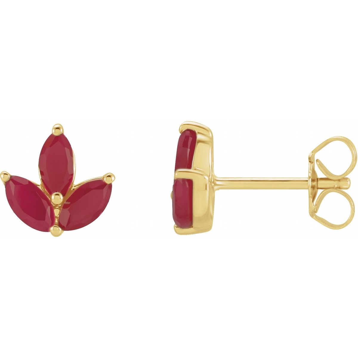 Natural Ruby Marquise 2-Prong Cluster Earrings