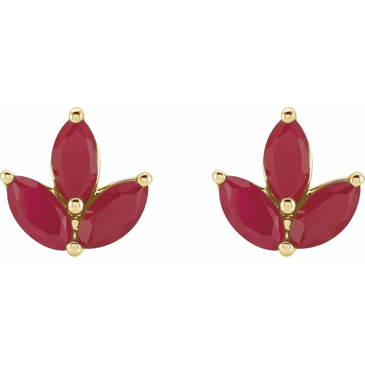 Natural Ruby Marquise 2-Prong Cluster Earrings