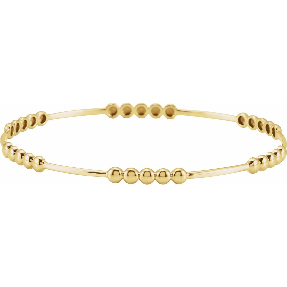 Bead Bangle Bracelet - 14K Yellow Gold - Series BRC884