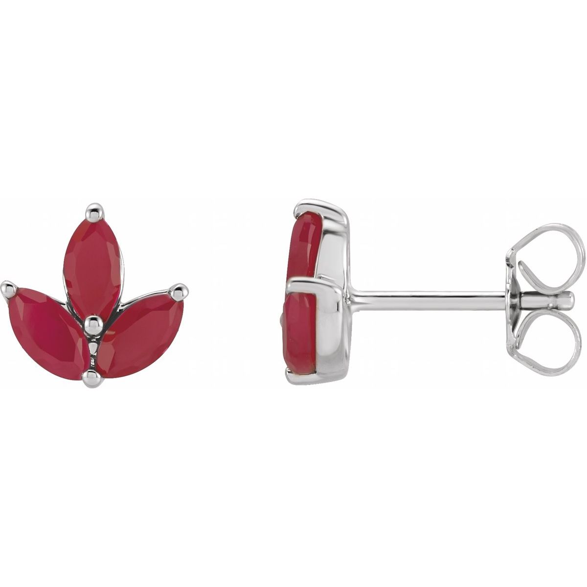 Natural Ruby Marquise 2-Prong Cluster Earrings